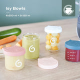 Babymoov ISY BOWLS Pojemniki na żywność dla niemowląt wykonane z wytrzymałego, odpornego na temperaturę szkła - do przechowywania/zamrażania żywności dla niemowląt, 6x 250ml + 3x 120ml Pudełka do przechowywania żywności Naty Shop