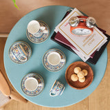 KARACA Beylerbeyi - 12-częściowy zestaw filiżanek do kawy po turecku Zestaw 6 porcelanowych filiżanek do espresso ze spodkami Zestaw filiżanek do espresso 80 ml Tradycyjny design - niebieski