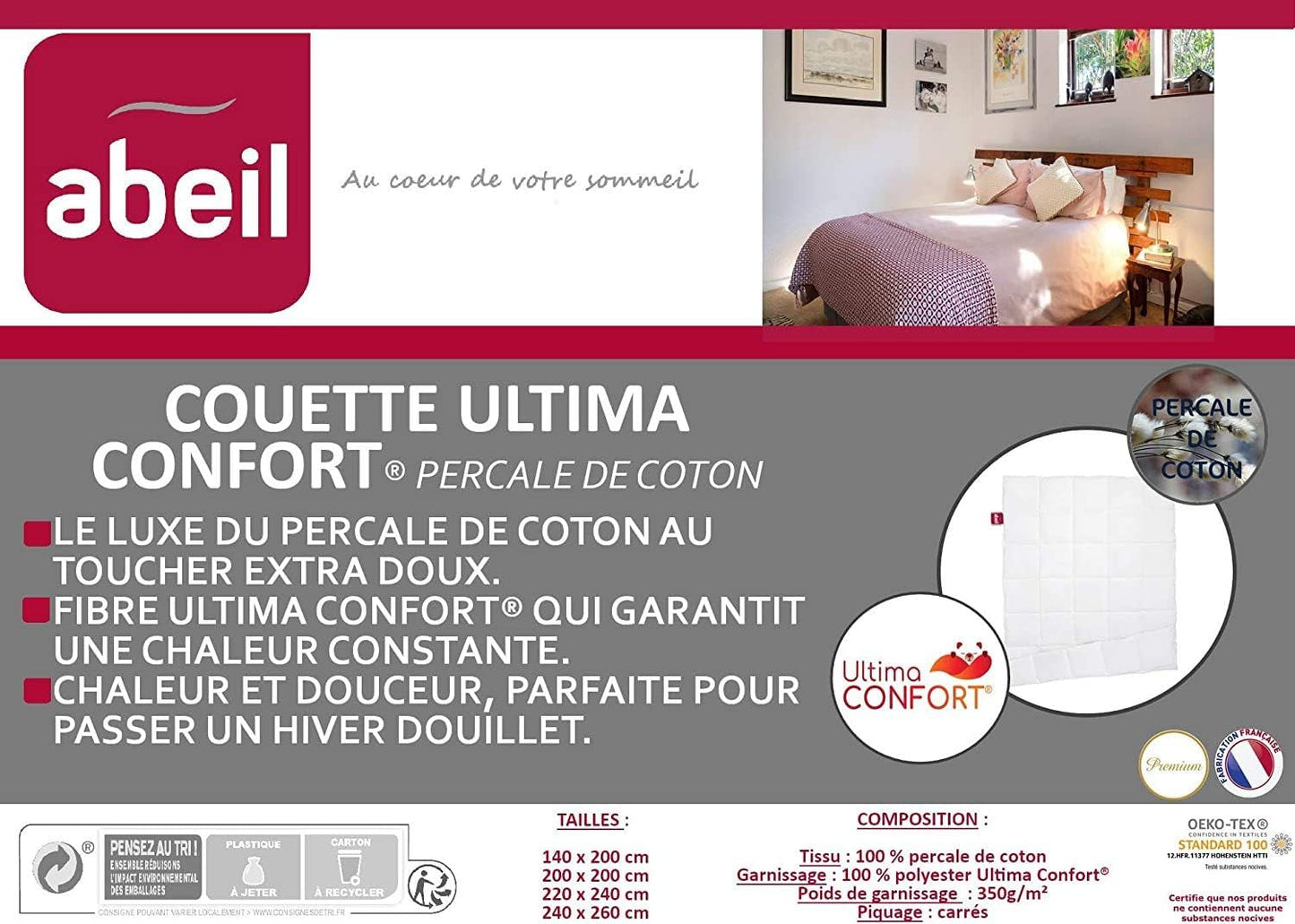 Abeil Premium Ultima Comfort kołdra z bawełny perkalowej, 200 x 200 cm Kołdry i kołdry Naty Shop