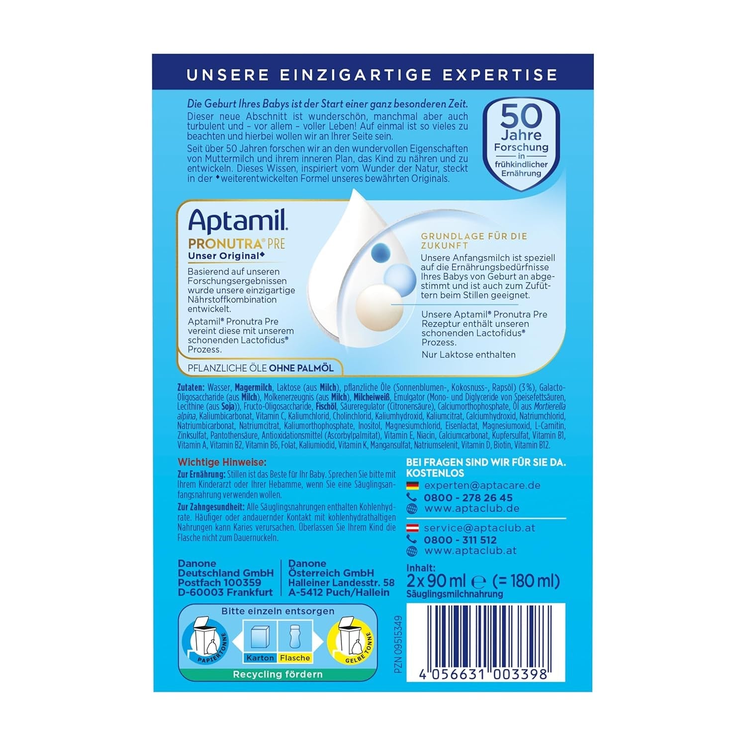Aptamil Pronutra-ADVANCE PRE, do picia, 4x2x90ml (opakowanie z 4)
