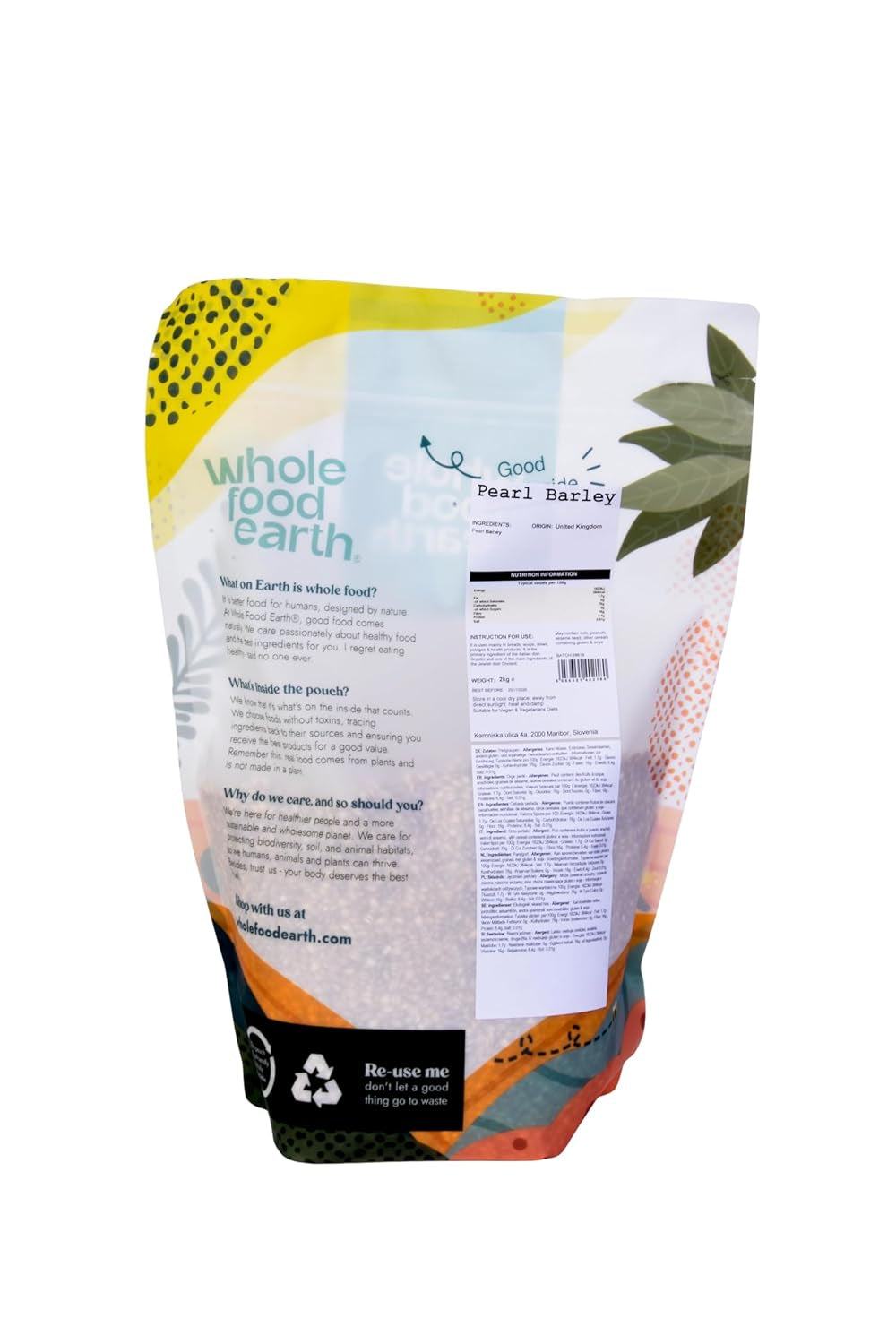 Wholefood Ziemny jęczmień perłowy - bez GMO - wegański - bez nabiału - bez dodatku cukru, 2 kg