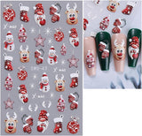 JMEOWIO Nagelsticker Weihnachten 6 Blatt Nail Art Naklejka Selbstklebend Nagelaufkleber Schneeflocke Winterurlaub Niedlich Dekoration Nageldesign Zubehör