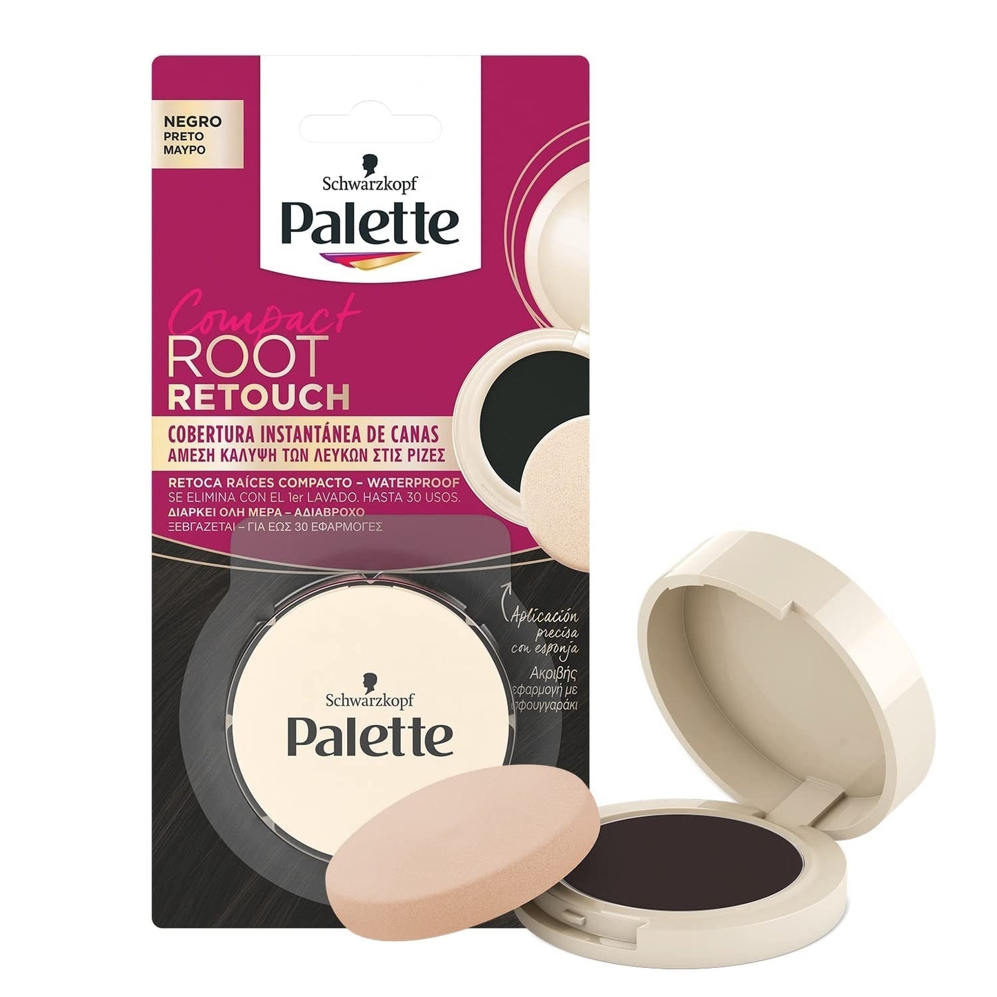 Palette Compact Root Retouch Retouch Root Powder, kompaktowy, kasztanowy brąz, 1 szt. Farba do włosów Naty Shop 26 G (1 opakowanie) Czarny