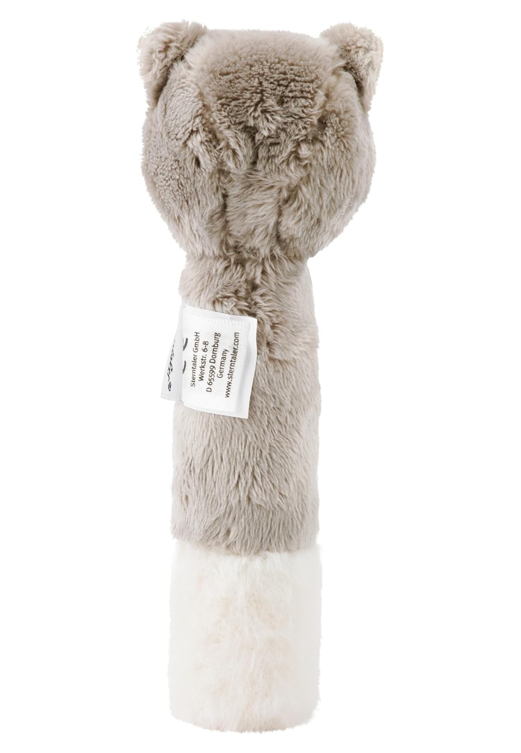 Sterntaler Piszczałka dla kota Lilly - Zabawka z miękkiego polaru - Zabawka do chwytania dla niemowląt - Pierwsze próby chwytania i zabawy, szara Bebe Toys Naty Shop