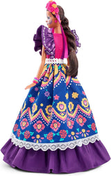 2022 Día De Muertos Lalka Barbie z marszczoną tradycyjną sukienką, wieńcem kwiatowym i farbą do twarzy Calavera, prezent dla kolekcjonerów