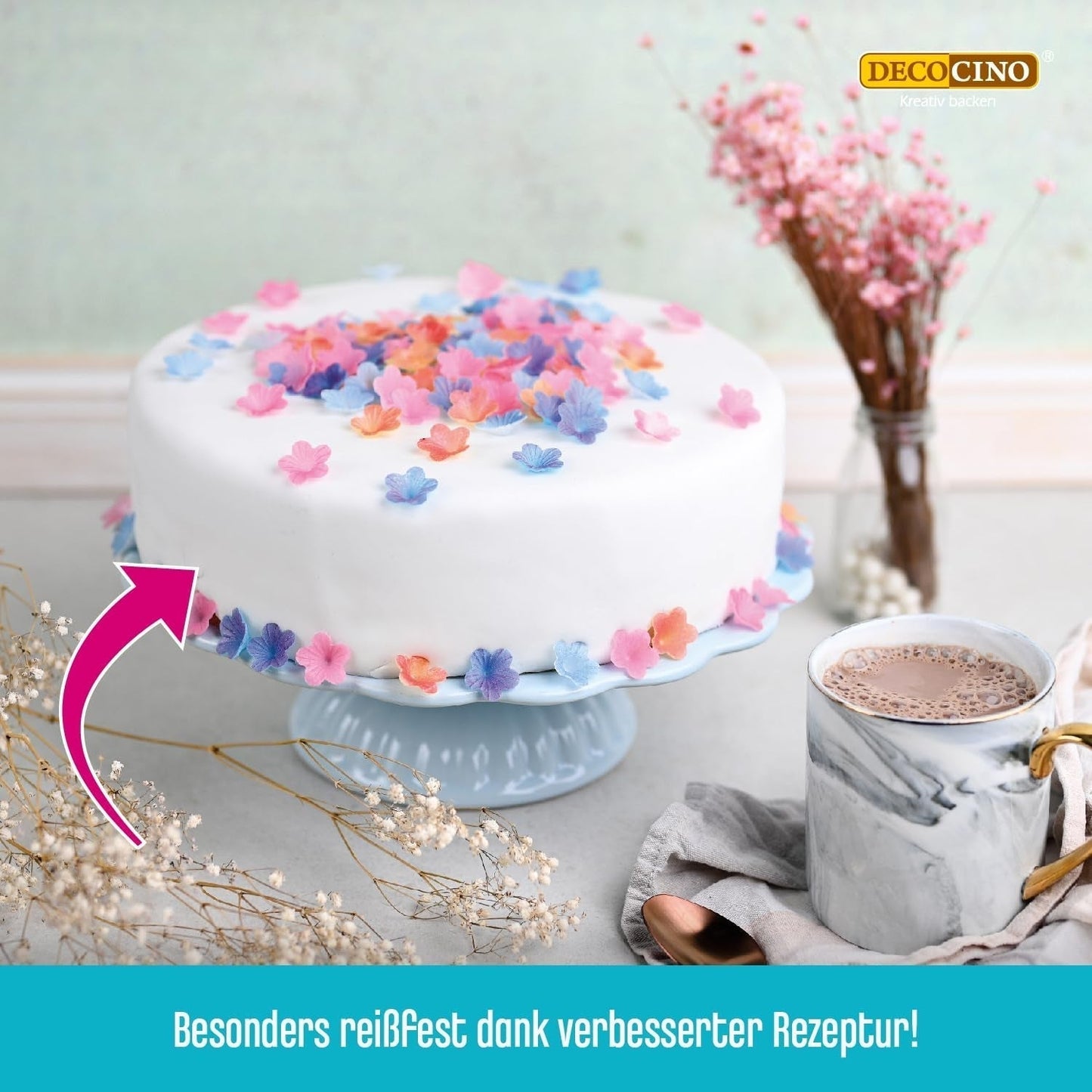 DECOCINO biały kocyk fondantowy w rolce - 300g - gotowy do użycia kocyk fondantowy do pokrywania i dekorowania ciast i babeczek - bezglutenowy i wegański (opakowanie 2 szt.) Naty Shop Sugarpaste