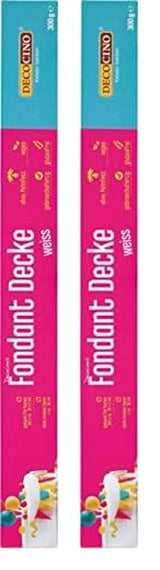 DECOCINO biały kocyk fondantowy w rolce - 300g - gotowy do użycia kocyk fondantowy do pokrywania i dekorowania ciast i babeczek - bezglutenowy i wegański (opakowanie 2 szt.) Naty Shop Sugarpaste opakowanie 2 szt.