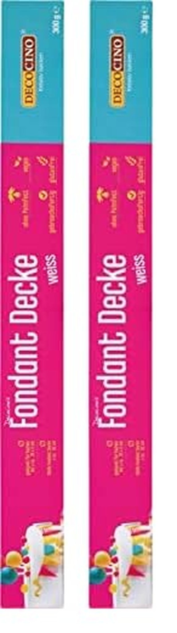 DECOCINO biały kocyk fondantowy w rolce - 300g - gotowy do użycia kocyk fondantowy do pokrywania i dekorowania ciast i babeczek - bezglutenowy i wegański (opakowanie 2 szt.) Naty Shop Sugarpaste opakowanie 2 szt.