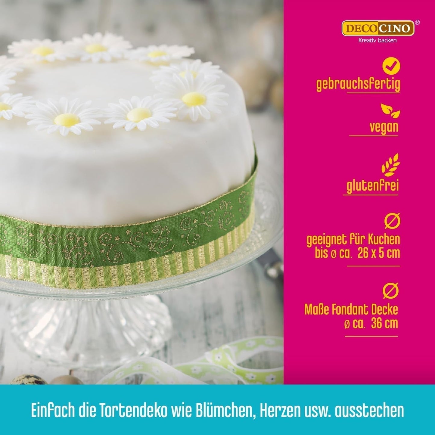 DECOCINO biały kocyk fondantowy w rolce - 300g - gotowy do użycia kocyk fondantowy do pokrywania i dekorowania ciast i babeczek - bezglutenowy i wegański (opakowanie 2 szt.) Naty Shop Sugarpaste