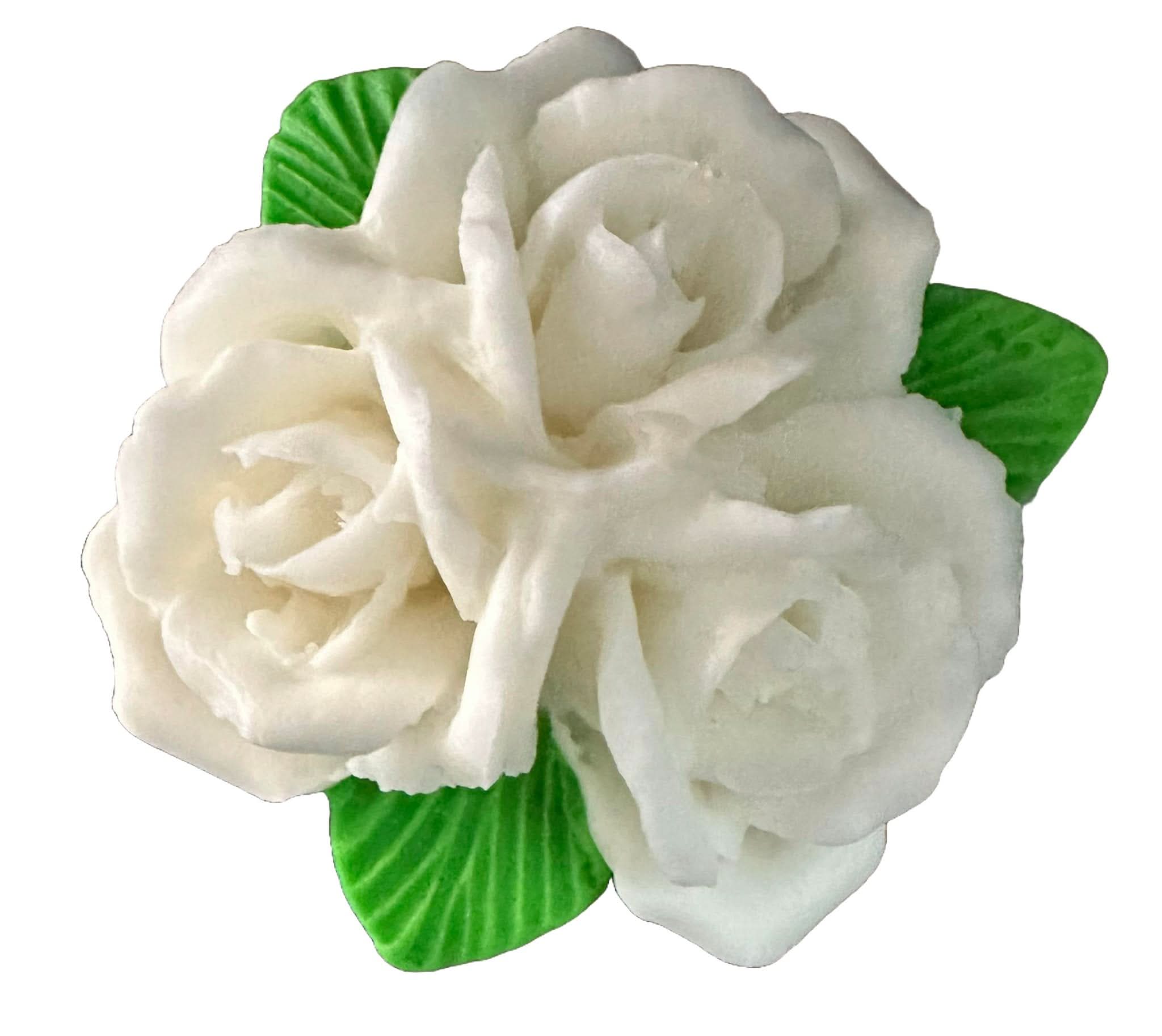 Dekoracja z cukru jadalnego, Bukiet białych róż. Ozdoby ze sklepu Sugar Paste Nati