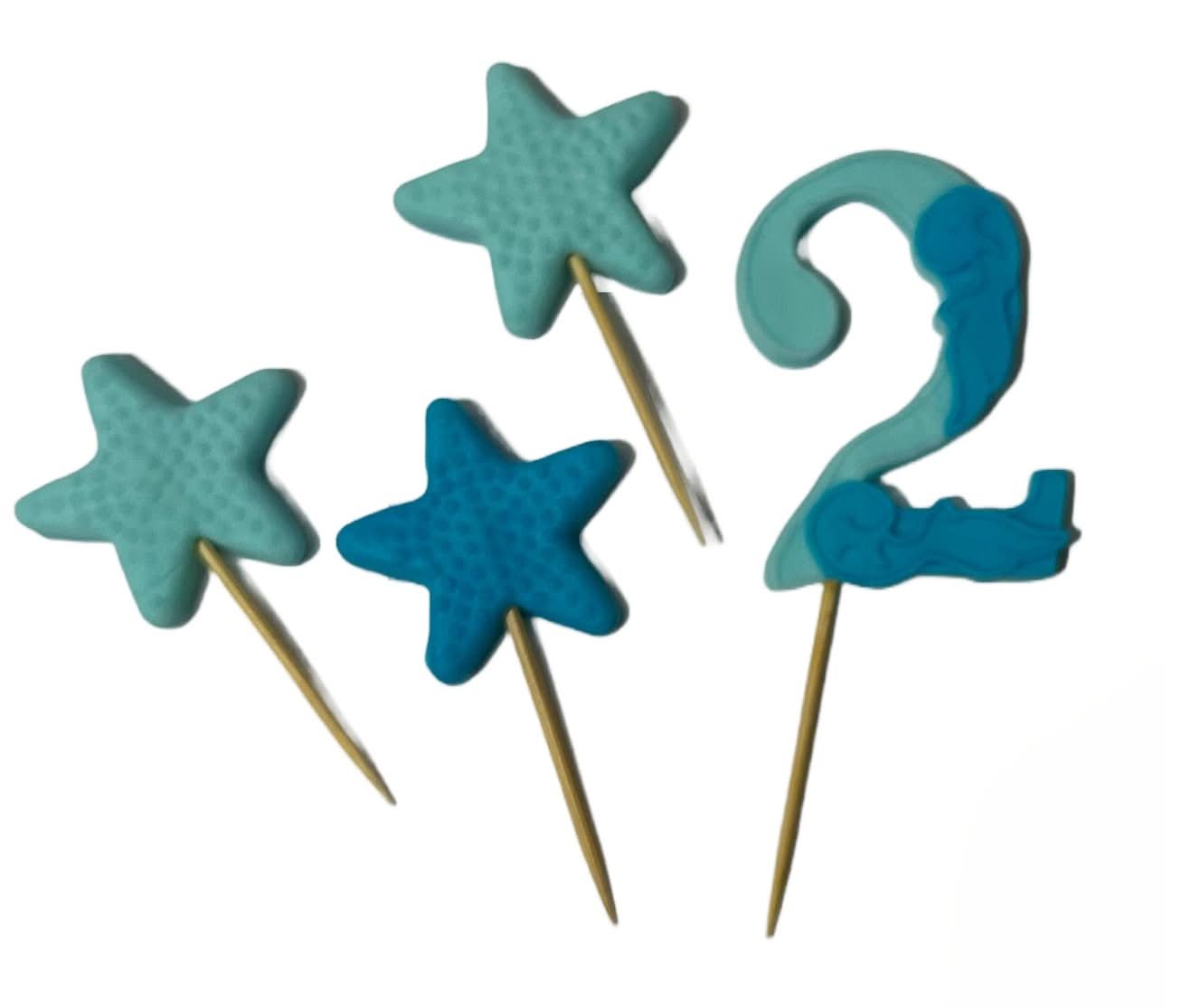 Dekoracja z cukru jadalnego, Numer 2, niebiesko-niebieska. Dekoracje ze sklepu Sugar Paste Nati
