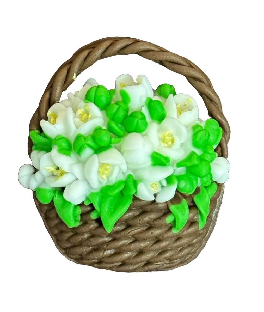 Dekoracja z cukru jadalnego, kosz na śnieżki. Ozdoby ze sklepu Sugar Paste Nati