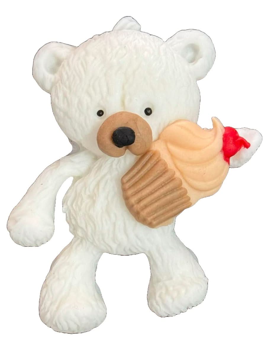 Dekoracja cukrowa jadalna, Miś z babeczkami. Dekoracje ze sklepu Sugar Paste Nati
