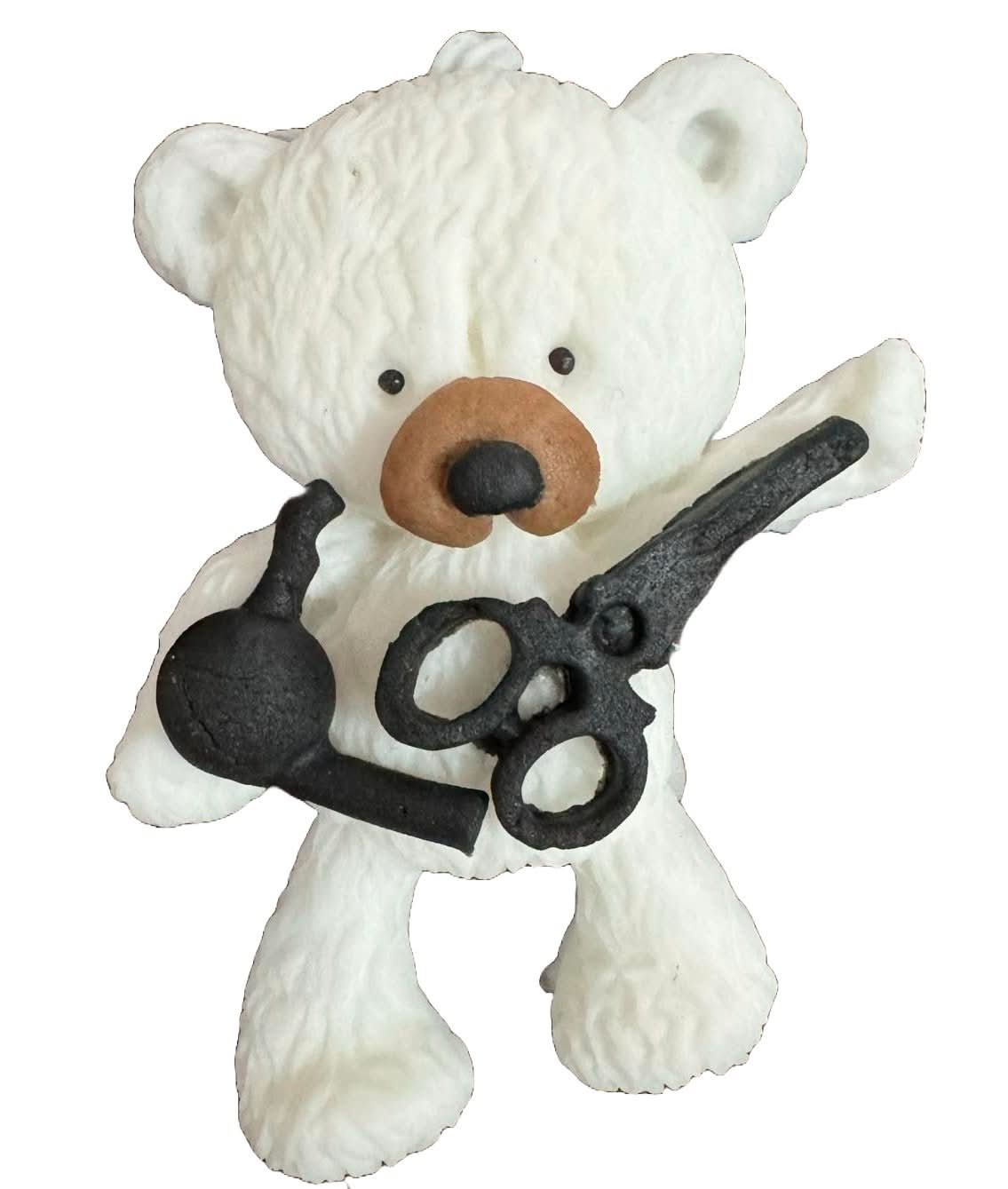 Dekoracja z cukru jadalnego, Barber Bear Dekoracje z pasty cukrowej Nati Shop