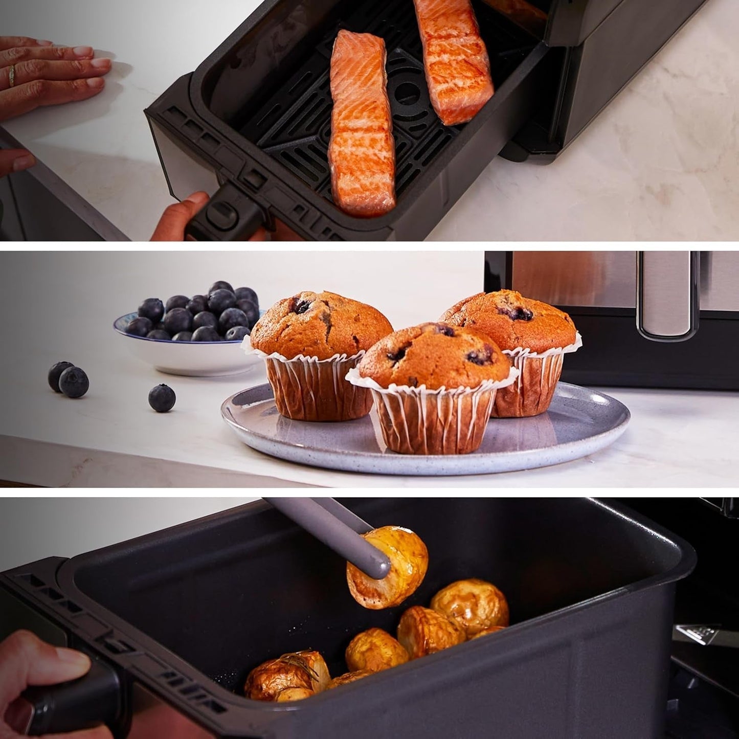 Kenwood Khealthy Twin Airfryer, 8L (2X4L), dwukomorowa, 8 programów, funkcja Dual Cook & Sync Finish, ekran dotykowy