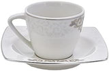 Zestaw porcelanowych filiżanek do espresso KARACA Nazende - 80 ml tureckie filiżanki do kawy ze spodkami, 12-częściowy nowoczesny serwis do kawy z 6 filiżankami do kawy i 6 spodkami, filiżanki do mokki - biały