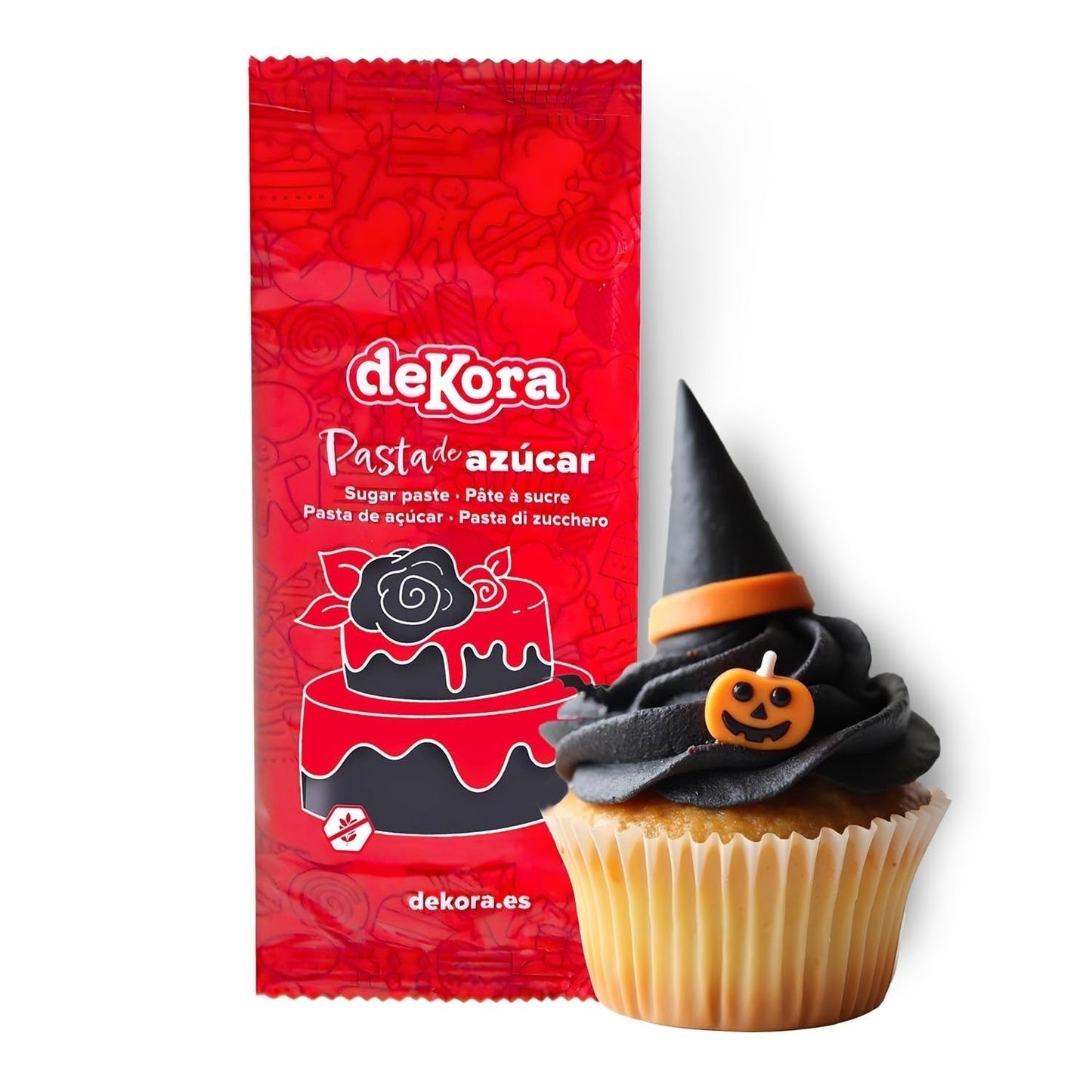 Dekora - Fondant z pasty z cukru białego 150g - Idealny do ciast i dekoracji wypieków - Nie zawiera glutenu i laktozy - Smak waniliowy - Miękka, elastyczna i łatwa do formowania do kreatywnych dekoracji Naty Shop Czarna pasta cukrowa