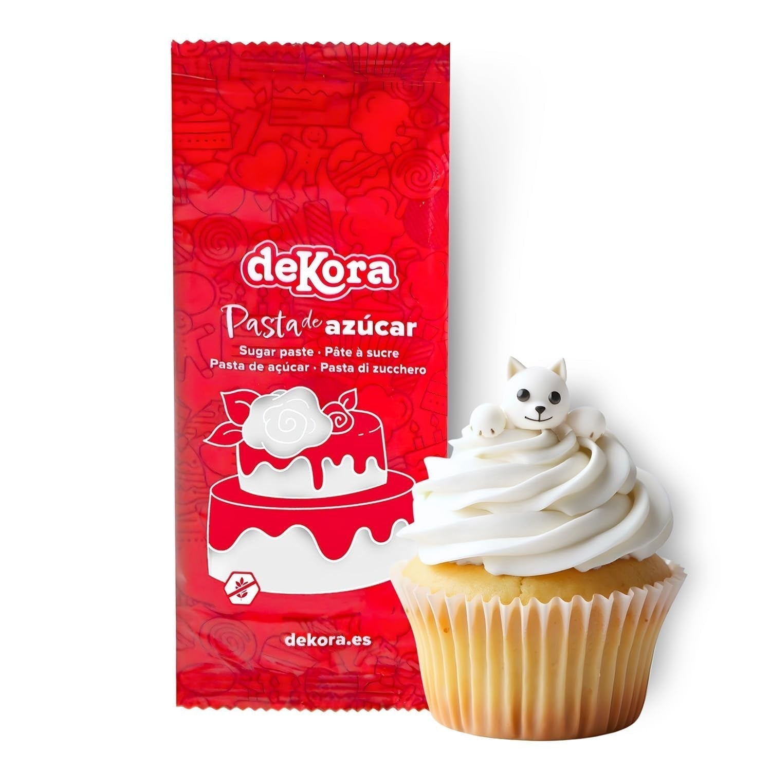 Dekora - Fondant z pasty cukrowej białej 150g - Idealny do ciast i dekoracji wypieków - Nie zawiera glutenu i laktozy - Smak waniliowy - Miękka, elastyczna i łatwa do formowania do kreatywnych dekoracji Naty Shop Biała pasta cukrowa