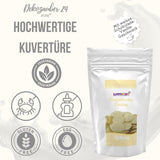 Dekozauber24 krople kuwerturowe, białe, 500g, o smaku białej czekolady i wanilii, chipsy Deco Melts, można używać w kuchence mikrofalowej, do cake pops, ciast, tart, tart, dripu lub lukru Naty Shop Sugarpaste