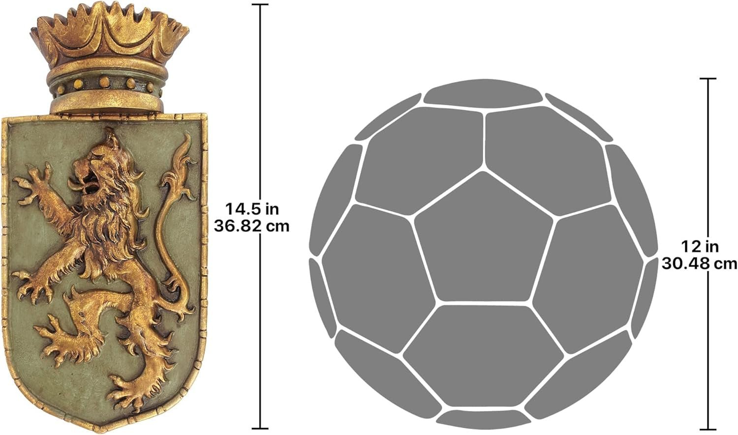 Design Toscano Średniowieczna tarcza Pionowy lew, rzeźba ścienna Figurki i rzeźby Sklep Naty