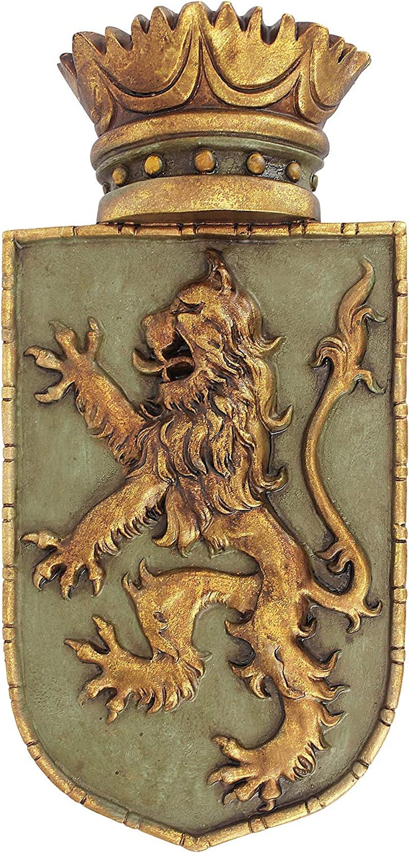 Design Toscano Średniowieczna tarcza Pionowy lew, rzeźba ścienna Figurki i rzeźby Sklep Naty Rampant Średniowieczna tarcza