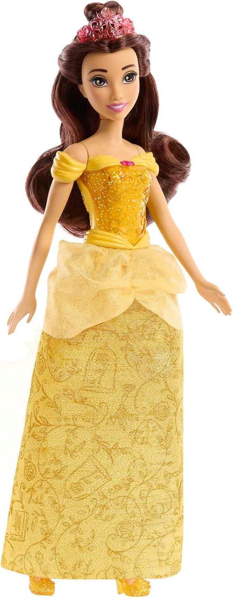 Mattel Disney Princess Zabawka Ruchoma lalka Belle Fashion z błyszczącymi ubraniami i akcesoriami Prezent dla dzieci inspirowany filmami Disneya HLW11 Naty Shop Dolls