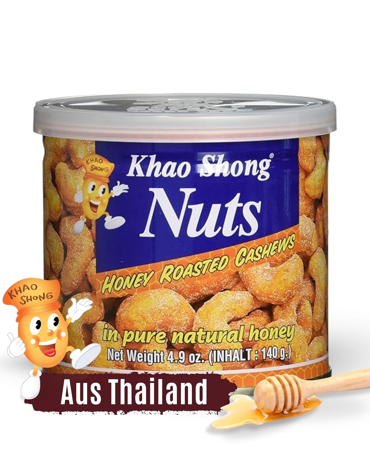 Khao Shong Smażony zielony groszek z wasabi, chrupiący groszek w pikantnej panierce, niskotłuszczowa alternatywa dla orzechów, średnio ostry, puszka 1 140 g | 140 g (1 opakowanie)