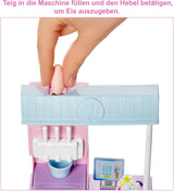 Seria Barbie Możesz być, kim chcesz, Lodziarnia, 1x Lalka Barbie z blond włosami, Maszyna do lodów, Barbie Play-Doh, Akcesoria do pieczenia, Prezent dla dzieci, Zabawka dla dzieci w wieku 3+, HCN46