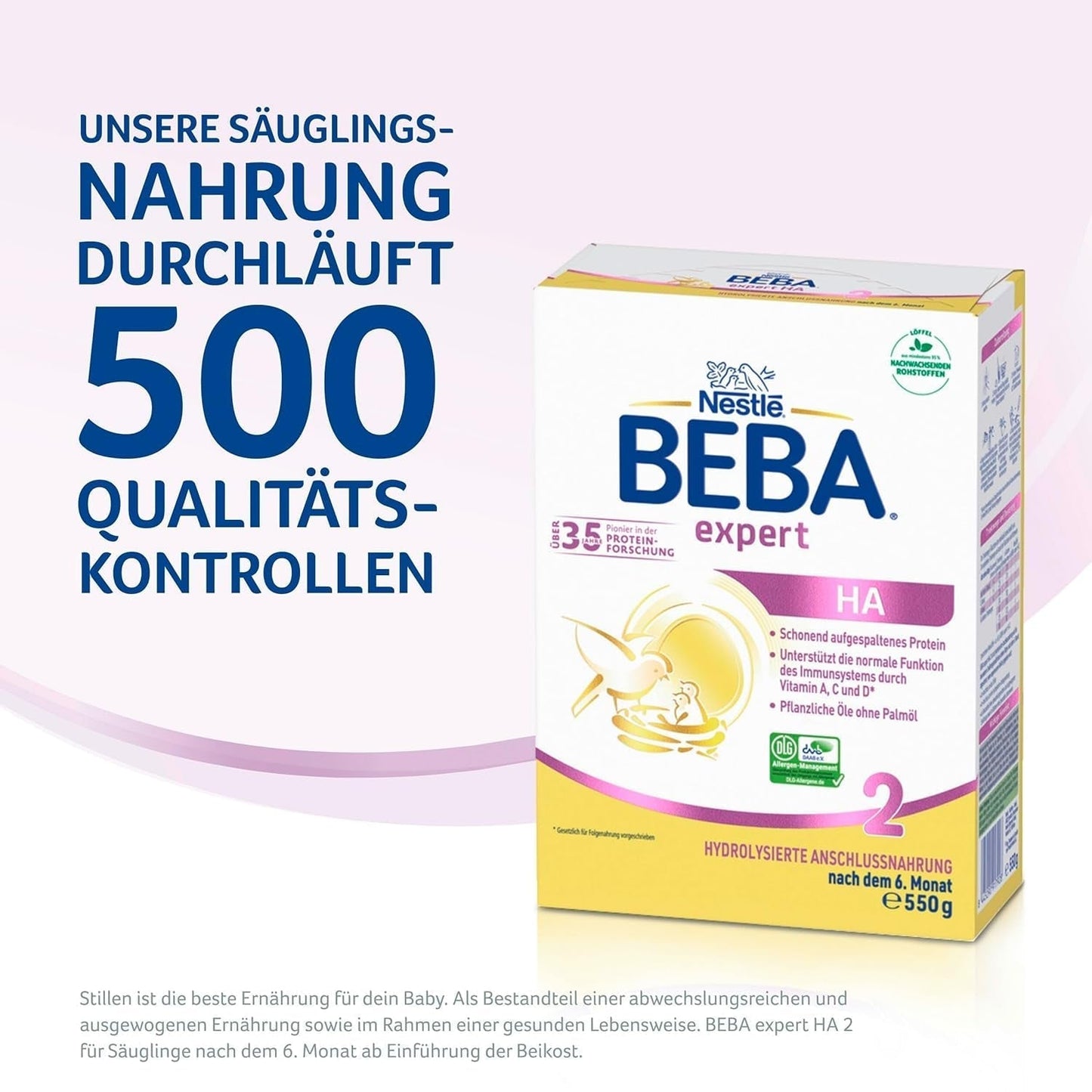 BEBA Expert HA 2 Mleko następne po 6 miesiącu, żywność dla dzieci z hydrolizatem białka, tylko laktoza, bez oleju palmowego, opakowanie 6 szt. (6 x 550 g) Naty Shop