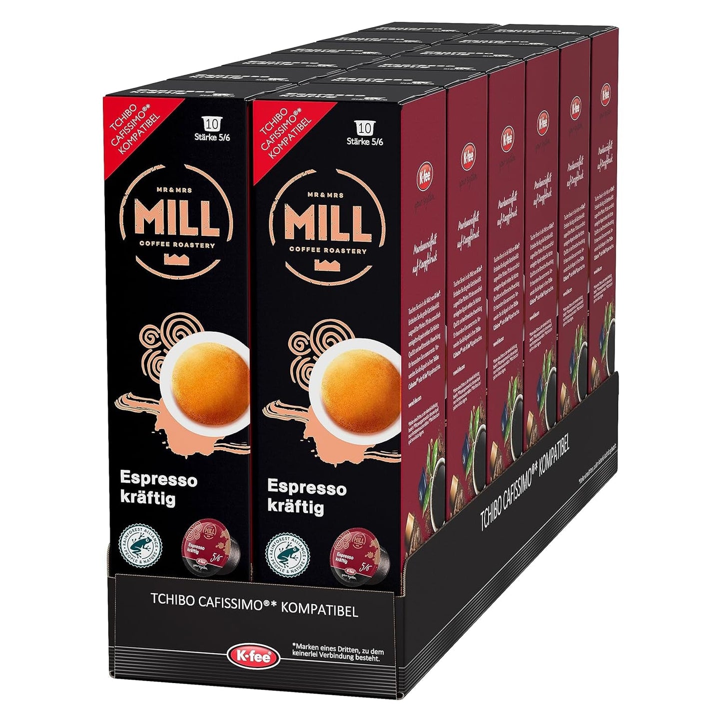Mr & Mrs Mill Espresso mocne, kompatybilne z K-fee i Tchibo Cafissimo*, Stärke 5/6, 120 kapsułek kawy