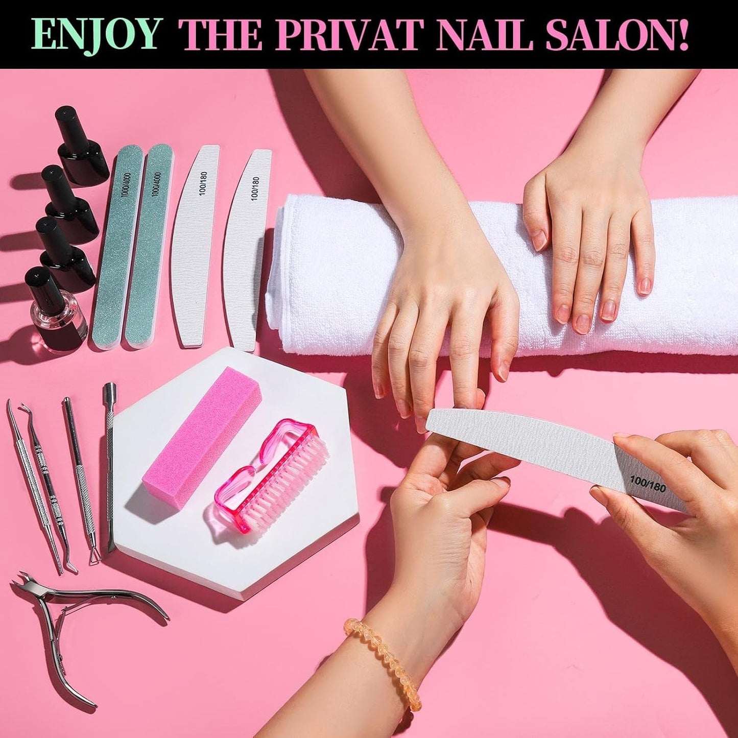 Zestaw do manicure FANDAMEI, Buffer Für Nägel, Nagelfeile 100/180, Nagelfeilen Für Gelnägel, Nagelhautschieber, Buffer Für Gelnägel, Feilen Für Gelnägel, Nagelzange, Zestaw Nagelfeilen, Zestaw do manicure i pedicure