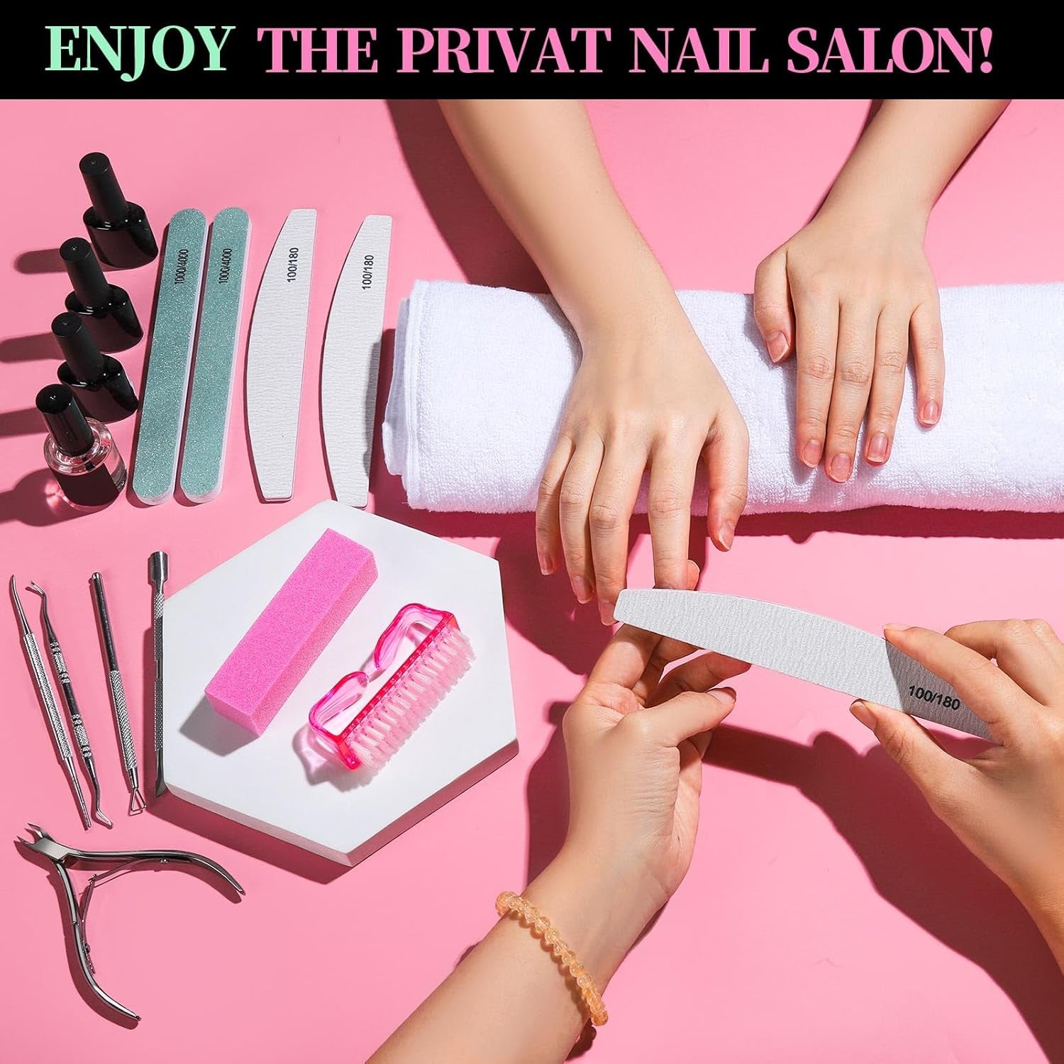 Zestaw do manicure FANDAMEI, Buffer Für Nägel, Nagelfeile 100/180, Nagelfeilen Für Gelnägel, Nagelhautschieber, Buffer Für Gelnägel, Feilen Für Gelnägel, Nagelzange, Zestaw Nagelfeilen, Zestaw do manicure i pedicure