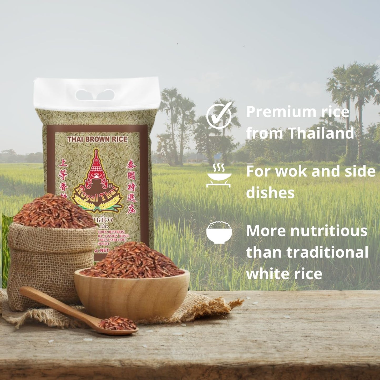 ROYAL THAI RICE - Pachnący długoziarnisty ryż brązowy - 1 x 1 kg