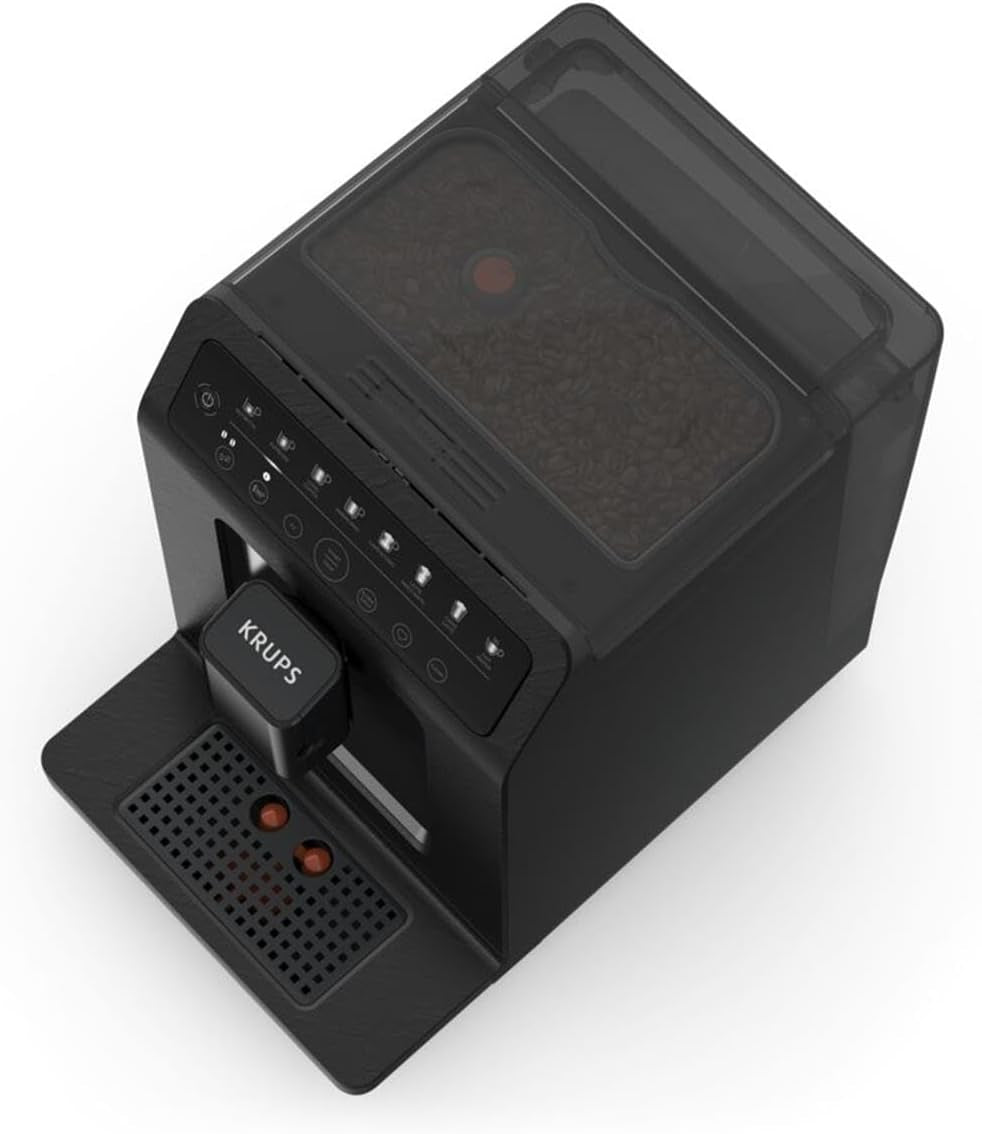 Krups EA897B Evidence Automatyczny ekspres do kawy ECOdesign, automatyczna funkcja espresso i cappuccino, technologia Quattro Force, kubki do mleka uruchamiane jednym dotknięciem, 8 ustawień wstępnych, system mleka, 1450W