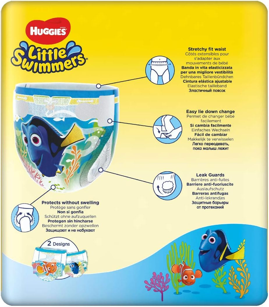 Jednorazowe pieluszki do pływania Huggies Little Swimmers, rozmiar 2–3 – łącznie 36 majtek
