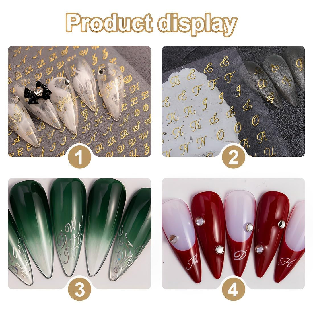 7 Blätter 3D alfabety Nagelsticker Nagelfolie Selbstklebend Buchstaben Aufkleber Nägel Zubehör Nagelaufkleber Klebebuchstaben Aufkleber Selbst Gestalten List Listy Naklejki na paznokcie