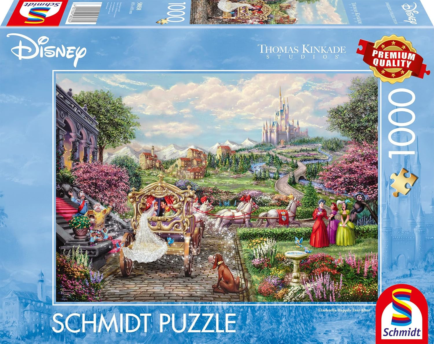 Schmidt Spiele 58038 Disney Kopciuszek długo i szczęśliwie Thomas Kinkade Puzzle 1000 sztuk Multicolor Puzzle Naty Shop domyślny tytuł