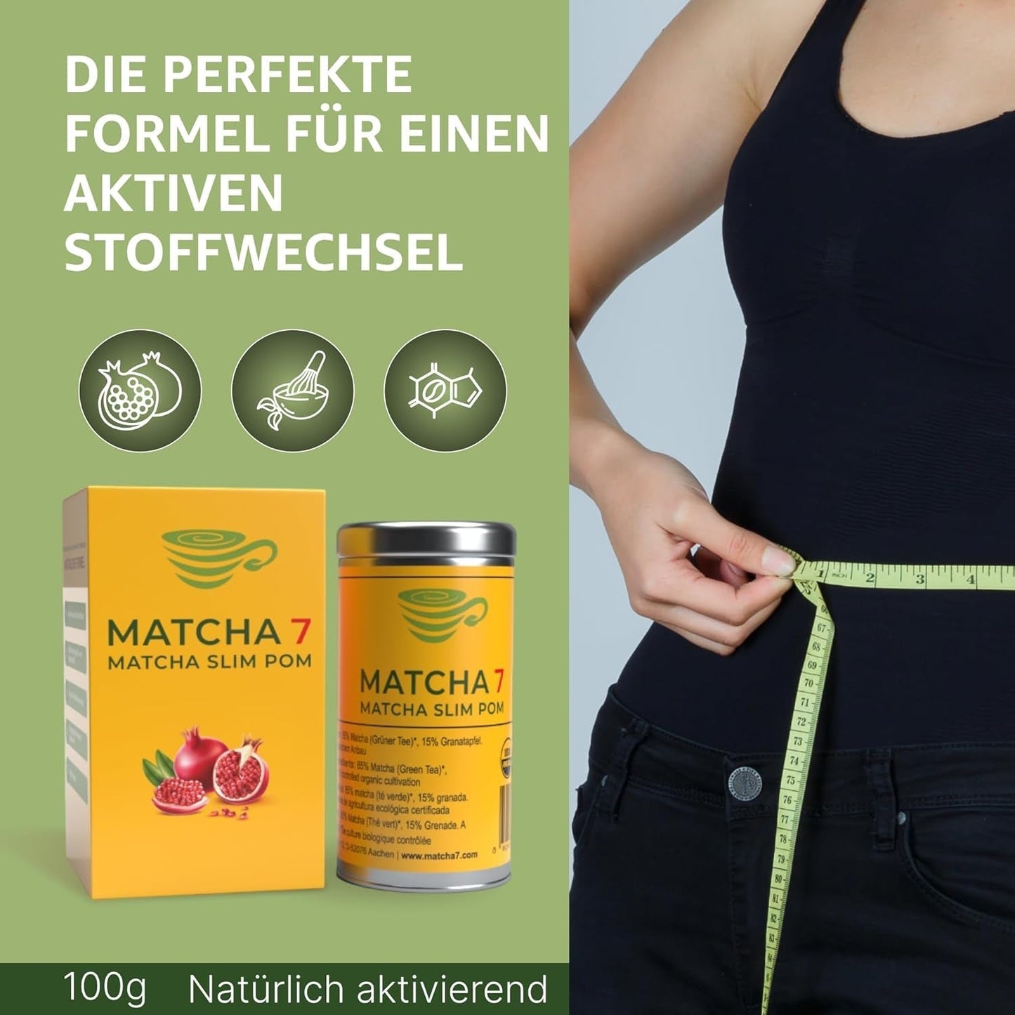 ® Ceremonial Matcha Powder X Granat 100G [Wspomaga odchudzanie i metabolizm] - Herbata zielona dla aktywnego i zdrowego trybu życia - Herbata zielona bez dodatków (czysta i naturalna)