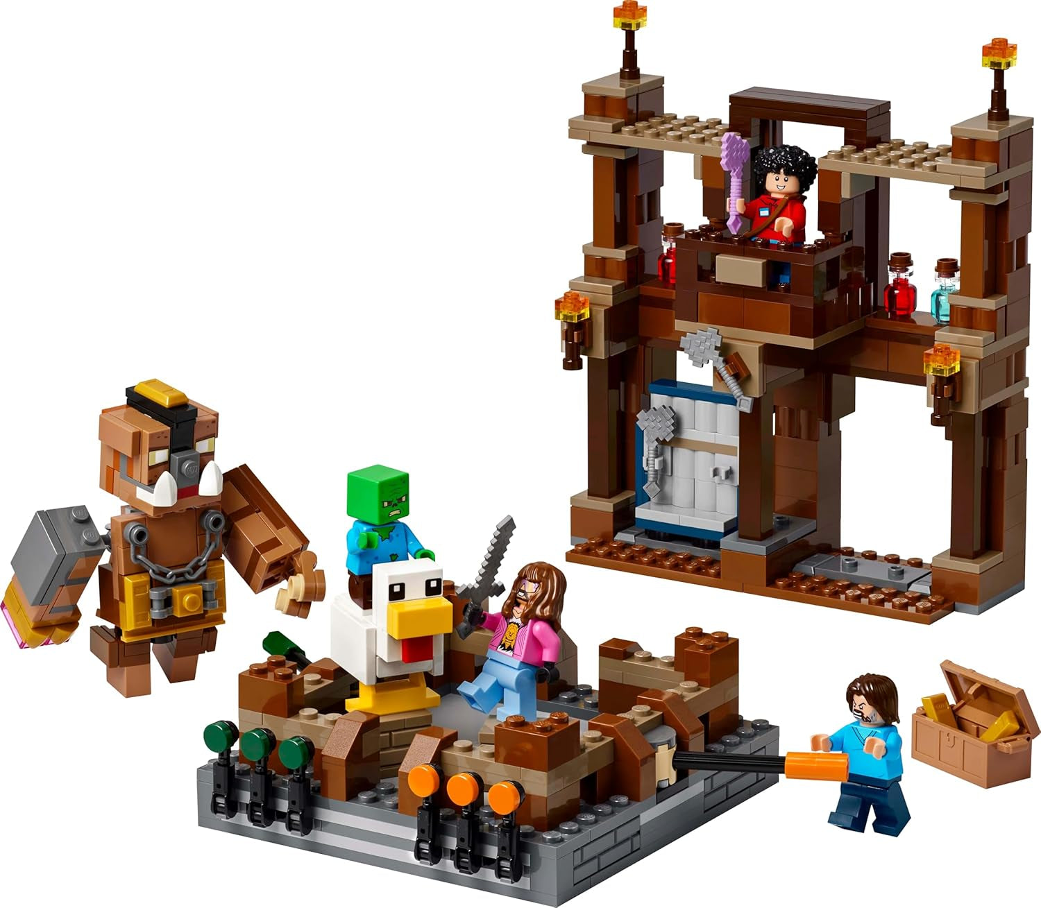 LEGO Minecraft Leśna rezydencja z ringiem bokserskim — zestaw gracza z zombie i Oberborstem — interaktywna zabawka do budowania ze sprzętem i torami — prezent dla chłopców i dziewcząt w wieku 10+ — 21272 zestawy do budowania Besuche den LEGO-Store