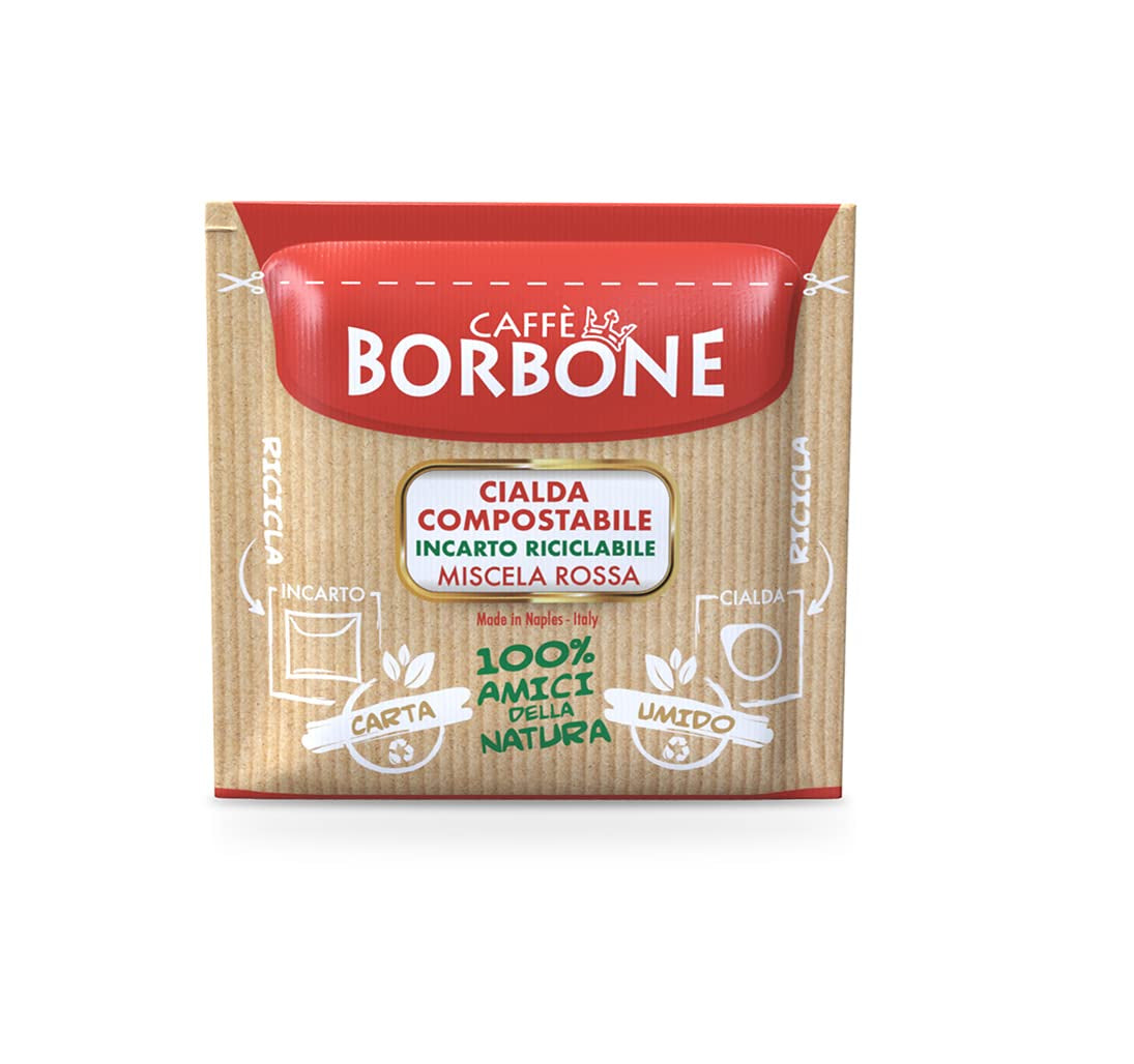 Caffè Borbone Kompostowalne podkładki Kaffeepads, Rote Kaffeemischung - 150 podkładek - Kompatybilne z papierowymi podkładkami ESE System 44 mm