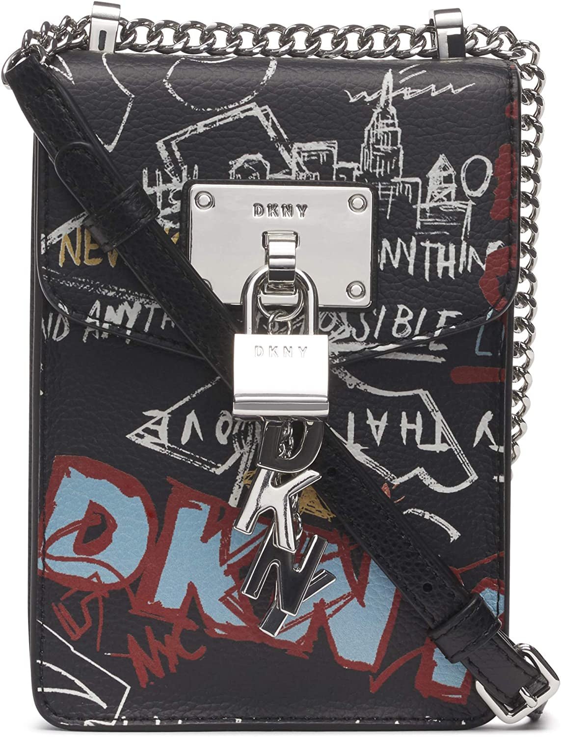 DKNY Elissa N/S torba na ramię typu crossbody Torby Damskie Naty Sklep Elissa Graffiti/Silver Elissa, mała, czarna Rozmiar uniwersalny