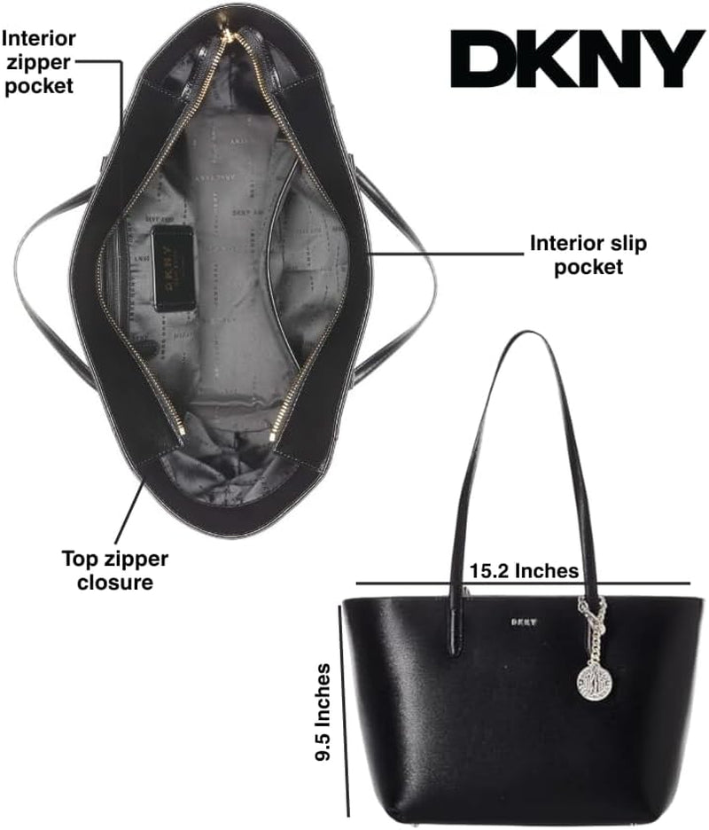 DKNY Damska torebka Bryant ze średniej skóry Tote Bag, czarno-złota Torby damskie Naty Shop