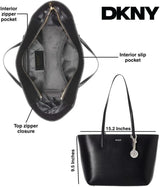 DKNY Damska torebka Bryant ze średniej skóry Tote Bag, czarno-złota Torby damskie Naty Shop