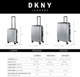 DKNY - Duża walizka na 4 kołach Duża, lekka walizka - Duża walizka podróżna na kółkach. Duża walizka podróżna samolotem Walizka podróżna z twardą skorupą i certyfikowanym zamknięciem - Duża walizka na kółkach Srebrna Walizki i sprzęt podróżny Naty Shop