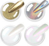 Chrom Nagel Pulver 4 Farben Irisierendes Aurora Pulver Metallic Spiegel Effekt Pigment Perłowy Meerjungfrau Glitter Einhorn Glitter Für Żel Polski Nail Art Dekoration-Purpurgrüner Jadeit