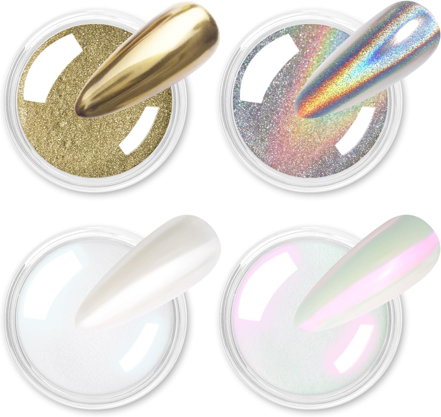 Chrom Nagel Pulver 4 Farben Irisierendes Aurora Pulver Metallic Spiegel Effekt Pigment Perłowy Meerjungfrau Glitter Einhorn Glitter Für Żel Polski Nail Art Dekoration-Purpurgrüner Jadeit