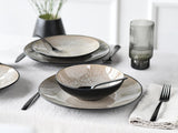 CreaTable, 24464, seria Malmö Beige, 18-częściowy zestaw naczyń obiadowych dla 6 osób, zestaw talerzy kamionkowych, można myć w zmywarce i używać w kuchence mikrofalowej, jakość produkcji