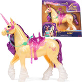 Unicorn Leaf Unicorn Academy - oryginalny jednorożec Ava o wysokości 28 cm z serii Netflix z prawdziwą grzywą i ogonem, zdejmowaną uzdą, siodłem i szczotką, dla dzieci w wieku od 4 lat