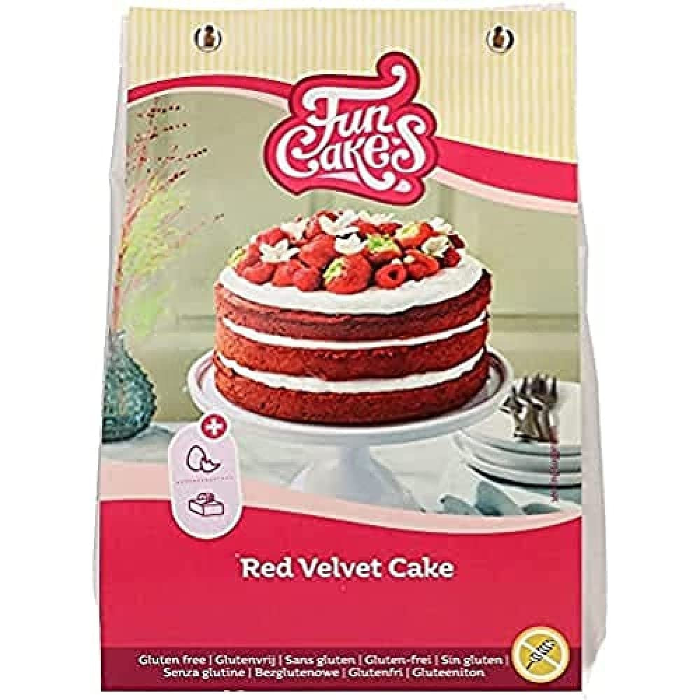 Funcakes Mix Für Red Velvet Cake, Glutenfrei: Einfach Zu Berübenen, Schön Weicher Und Fluffiger Kuchen Mit Leichtem Schokoladengeschmack, Perfekte Rote Farbe, 400G Mieszanka do pieczenia i gotowania Naty Shop Domyślny tytuł