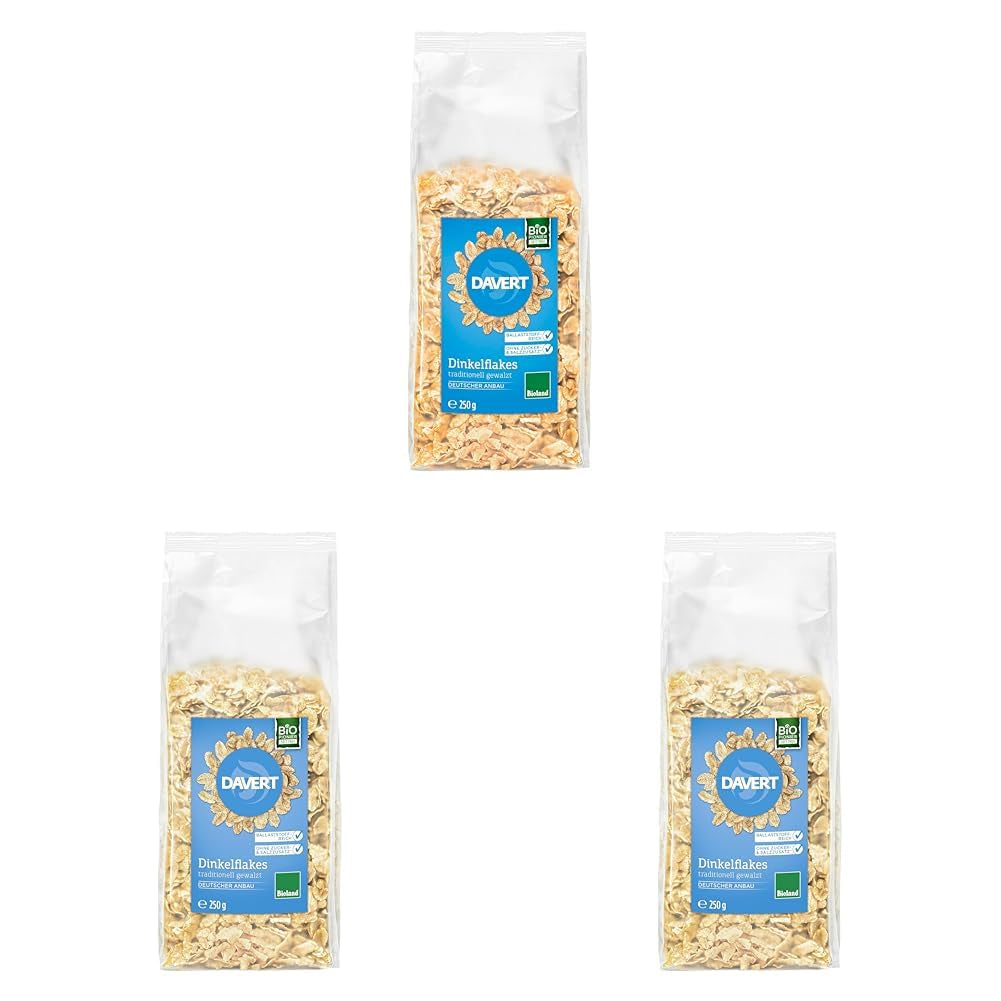 Davert Organiczne płatki orkiszowe 250g - Bez dodatku cukru i soli, lekko aromatyzowane i cudownie chrupiące - 100% organicznej jakości Davert (1 x 250g)